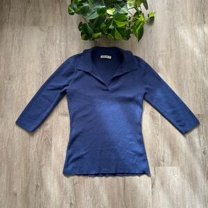 WoolOvers Blue Polo Cashmere Blend Sweater